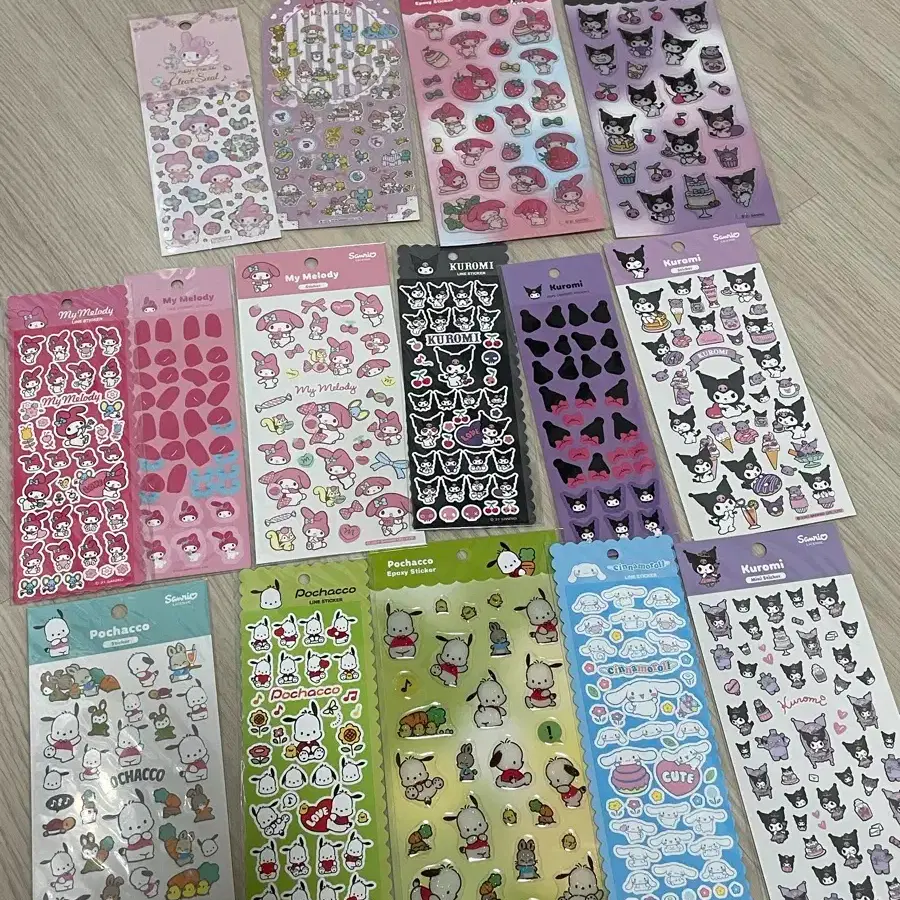 Sanrio stickers, 15 sheets in bulk (800 won per sheet)