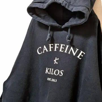 카페인앤키로스 로고 후드 맨투맨 블랙 블랙 L 구제 의류