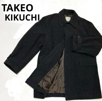새상품급 TAKEO KIKUCHI 남성용 울 코트 짙은 브라운