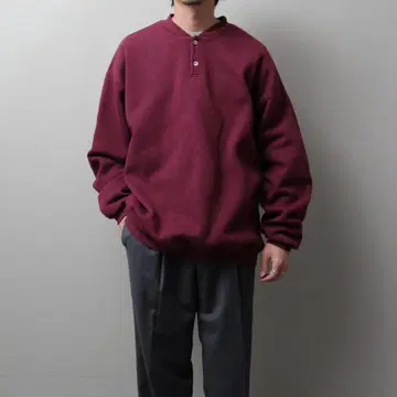 1990's MadeinUSA Henry-neck Sweat Shirt