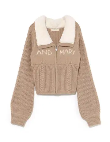 ANDMARY Mary logo zip tops beige