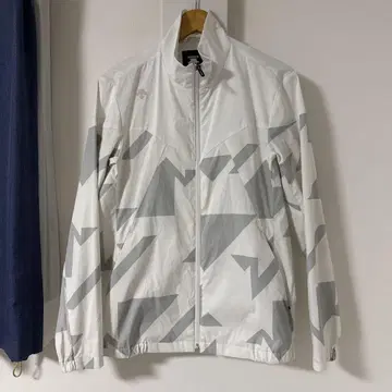 DESCENTE 지오메트릭 자켓 화이트/그레이