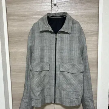 ZARA 체크 무늬 집업 자켓 긴팔 L 그레이