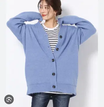 택 포함 새상품 밴야드 스톰 부클 니트 가디건 라이트 블루 사이즈 0