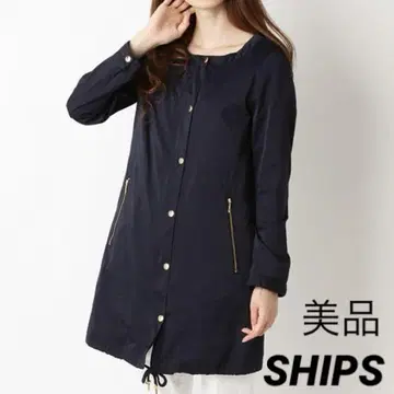 새상품급 SHIPS 노카라 코트 라이트 아우터 허리 마크 네이비 가을