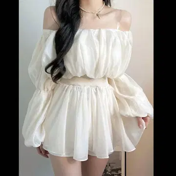 익명 배송 아이보리 오프숄더 미니 원피스 여름/가을