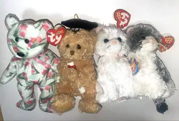 Ty 비니 베이비즈 비니 봉제 인형 고양이 곰 4체 묶음 판매