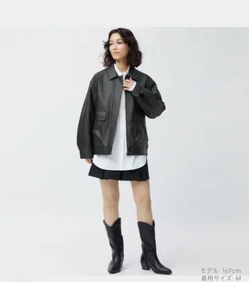 GU 블랙 가죽 자켓 M 사이즈