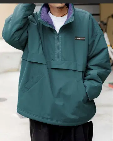 다크 그린 하프 지퍼 플리스 자켓