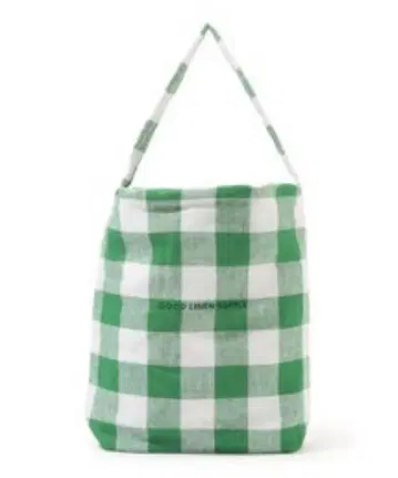 good linen supply 토트 그린 체크 무늬