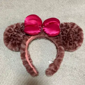 디즈니 미니 레오파드 무늬 핑크 머리띠