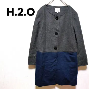 304 [ H.2.O ] 롱 코트 노카라 빅 사이즈 바이컬러