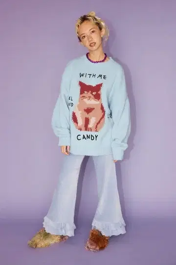 Candy Stripper LAZY CAT KNIT LIGHT BLUE