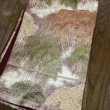 새상품급 중고 럭셔리 후쿠로 오비 육통 무늬 순수 실크 자수 패턴