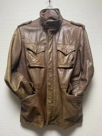 브라운 가죽 밀리터리 자켓