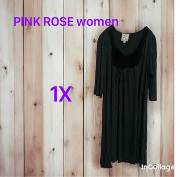 PINK ROSE 여성 1X 장미 장식 개더 튜닉 USA 제조