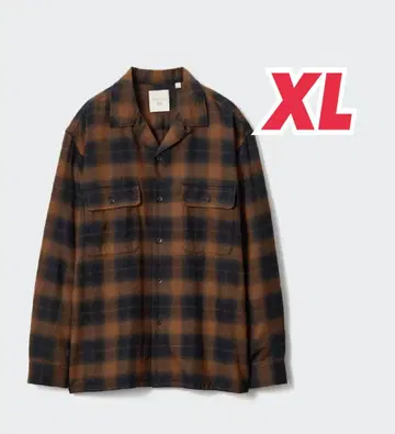XL 브라운 블랙 체크 플란넬 셔츠