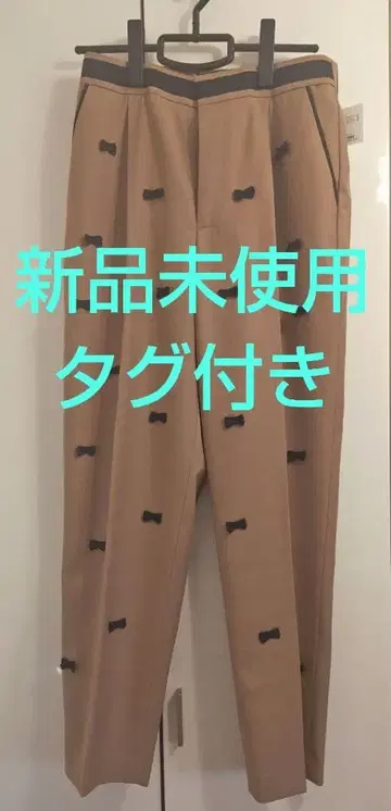 미사용 새상품 택 포함 MUVEIL 뮤베일 리본 슬랙스 40 카멜