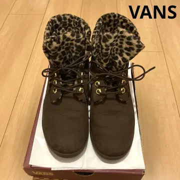VANS 다크 브라운 하이컷 부츠 레오파드 무늬