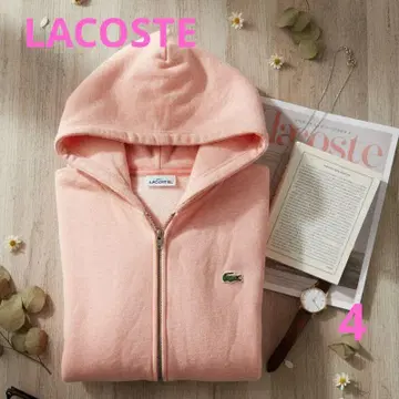 LACOSTE 핑크 후드티 악어 자수 사이즈 4 구제 의류 MIX