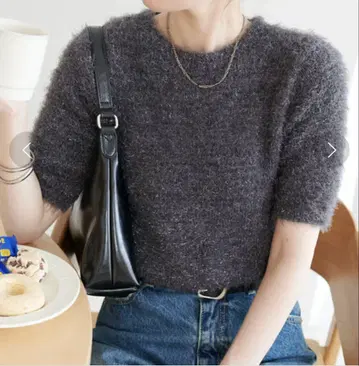 DISCOAT 라메 페더얀 반팔 풀오버