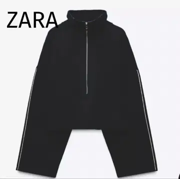 ZARA 네이비 하프 지퍼 크롭 스웨터