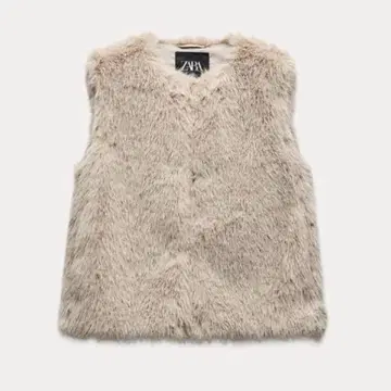 ZARA 인조 모피 베스트 몰드 그레이
