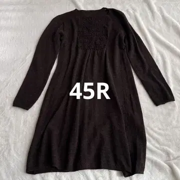 45R 45rpm 울 브라운 크로 셰 뜨개질 원피스