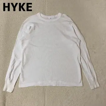 HYKE 써멀 티셔츠 롱티 화이트 와플