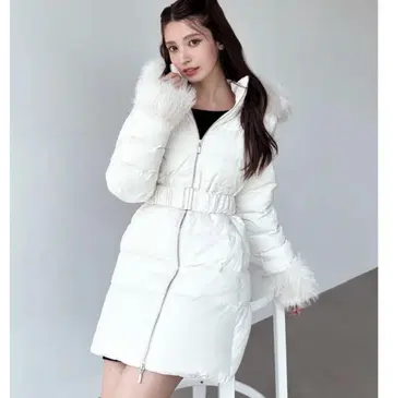 RESSEXXY 후드 부착 다운 코트 화이트