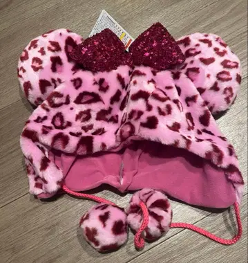 미니 표범 무늬 레오파드 무늬 팬캡 디즈니 레오파드 핑크