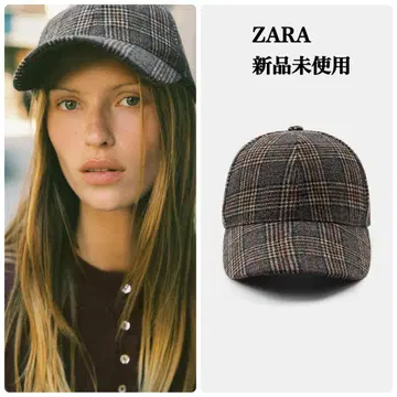완판템 ZARA 울 체크 무늬 캡 택 포함 새상품