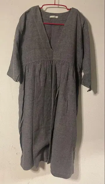 fog linen work 그레이 V넥 원피스