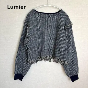 Lumier 뤼미에 트위드 프린지 풀오버 블루 M