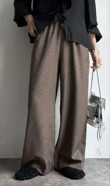 [ DouDou ] 건 클럽 드로스트 체크 팬츠 ( brown )