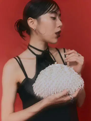 Gold Beaded Frame Purse 화이트