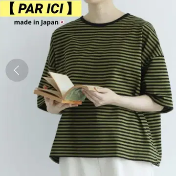 [ PAR ICI ] 보더 배색 바인더 5부소매 BIG 티셔츠