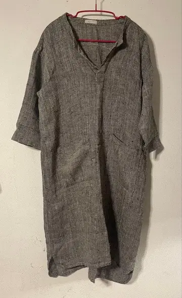 fog linen work 그레이 계열 V넥 원피스
