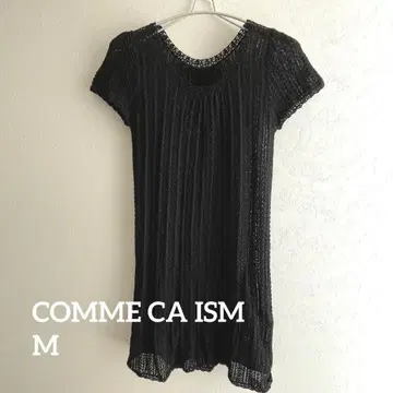 COMME CA ISM 코무사 블랙 반팔 튜닉 썸머 니트