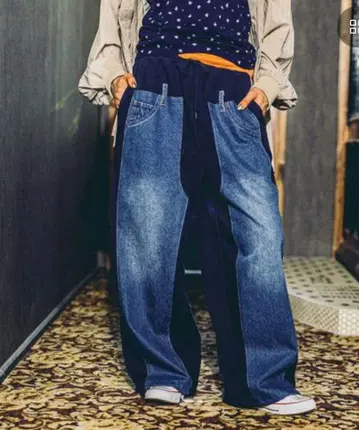 [ MODE NORM COME ] 데님 패치워크 팬츠