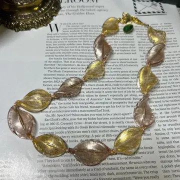 이탈리아제 베네치아 유리 목걸이 리프형 옅은 핑크