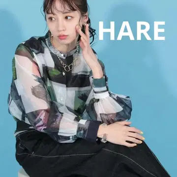 HARE 포토 콜라주 시어 셔츠