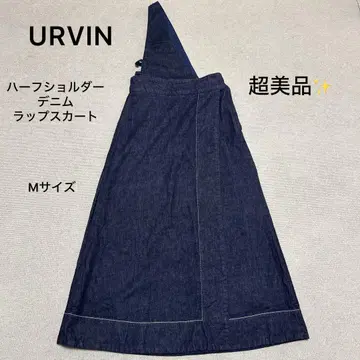 컨디션 최상 URVIN 하프 숄더 데님 랩스커트 원피스 M