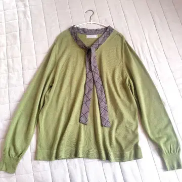 Aylesbury 그린 긴팔 니트 스웨터 티셔츠 보타이 LL