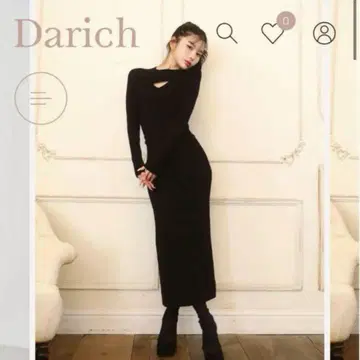 Darich 스웨이드 리본 롱 니트 원피스 블랙