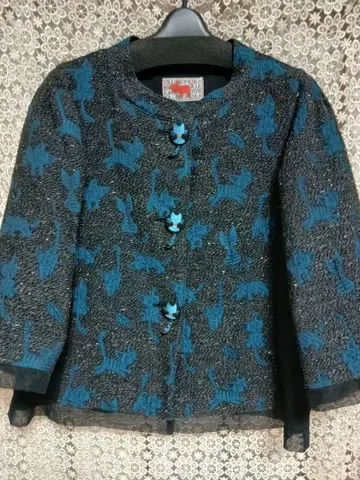 알베로베로 귀여운 고양이 무늬 노카라 자켓 미사용품