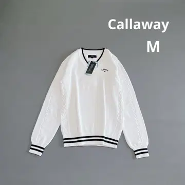 택 포함 새상품 캘러웨이 골프 M 긴팔 니트 코튼 화이트