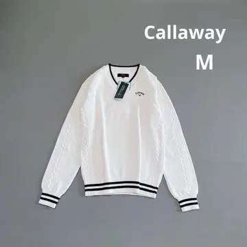 택 포함 새상품 캘러웨이 골프 M 긴팔 니트 코튼 화이트