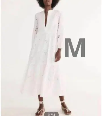 자수 M ZARA 컷워크 긴팔 원피스 VERY 게재 화이트
