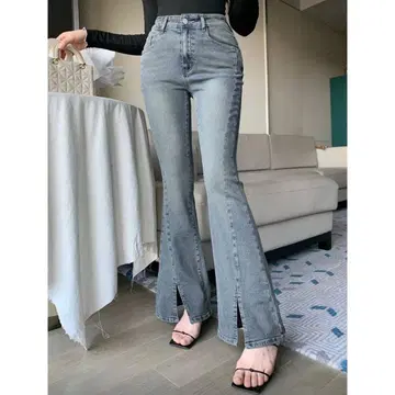 부츠컷 플레어 데님 슬릿 데님 팬츠 청바지 블루 계열